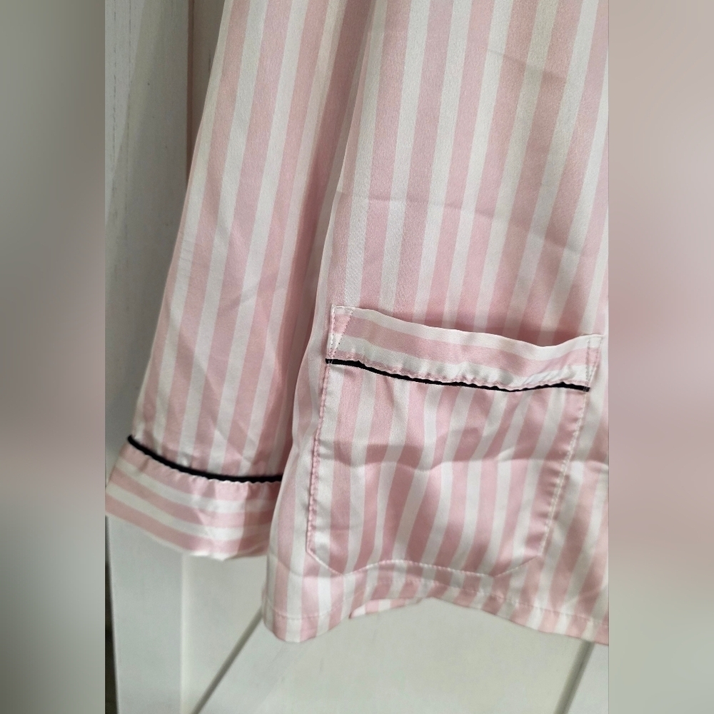 Striped Pink Button-Up Pajama Top - Picture 3 of 5